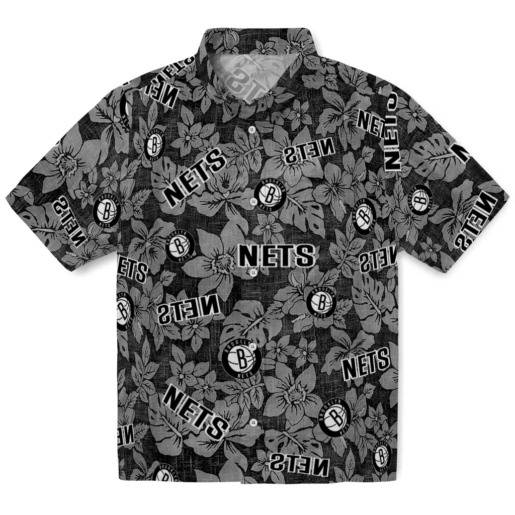 Brooklyn Nets Hawaiian Shirt - Hibiscus Oasis brooklyn nets hibiscus oasis black hawaiian shirts best selling