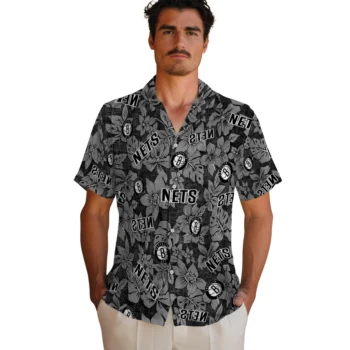 brooklyn nets hibiscus oasis black hawaiian shirts fashion forward