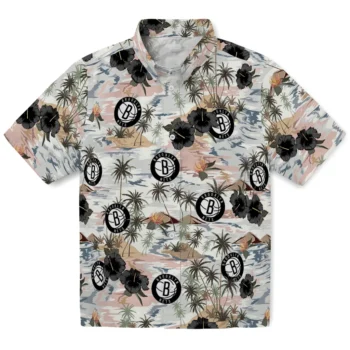 brooklyn nets hibiscus seaside white hawaiian shirts best selling