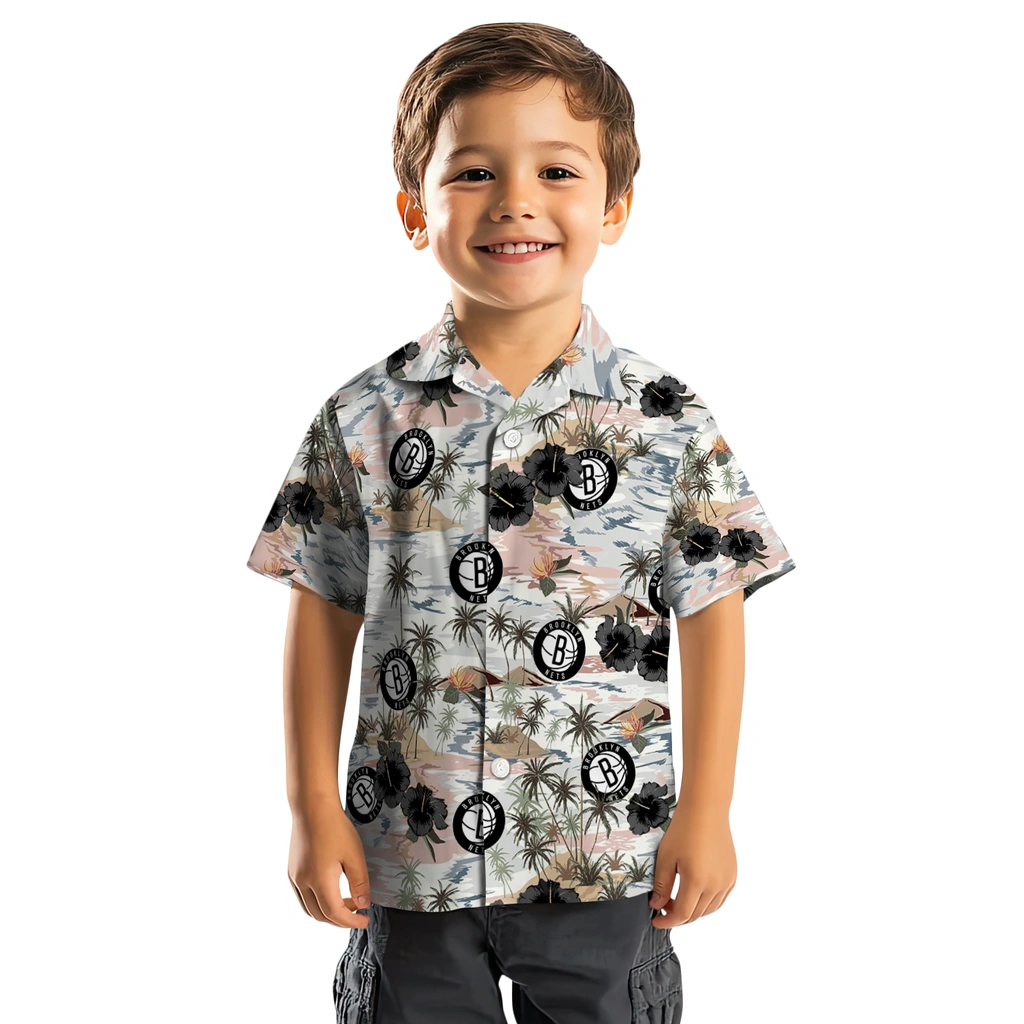 Brooklyn Nets Hawaiian Shirt - Hibiscus Seaside brooklyn nets hibiscus seaside white hawaiian shirts top rated