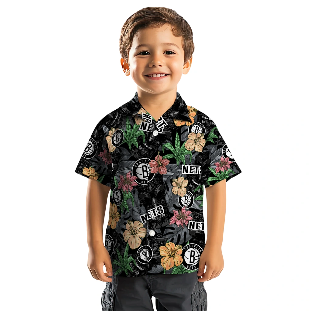 Brooklyn Nets Hawaiian Shirt - Hibiscus Tiki Jungle brooklyn nets tiki jungle black hawaiian shirts top rated