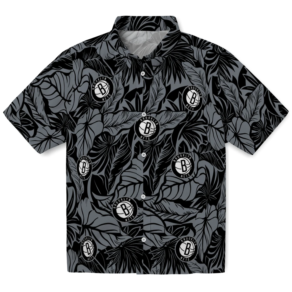 Brooklyn Nets Hawaiian Shirt - Monstera Layer brooklyn nets monstera layer black hawaiian shirts best selling