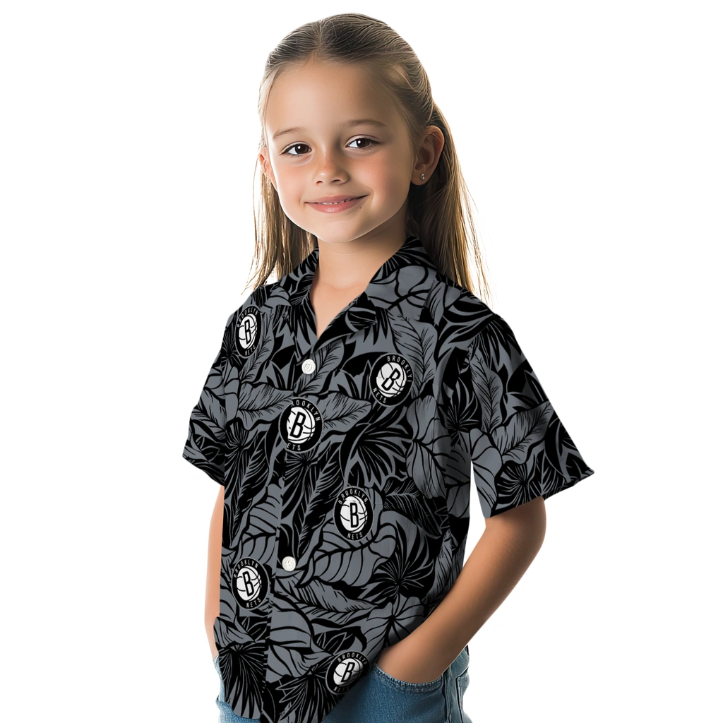 Brooklyn Nets Hawaiian Shirt - Monstera Layer brooklyn nets monstera layer black hawaiian shirts premium grade