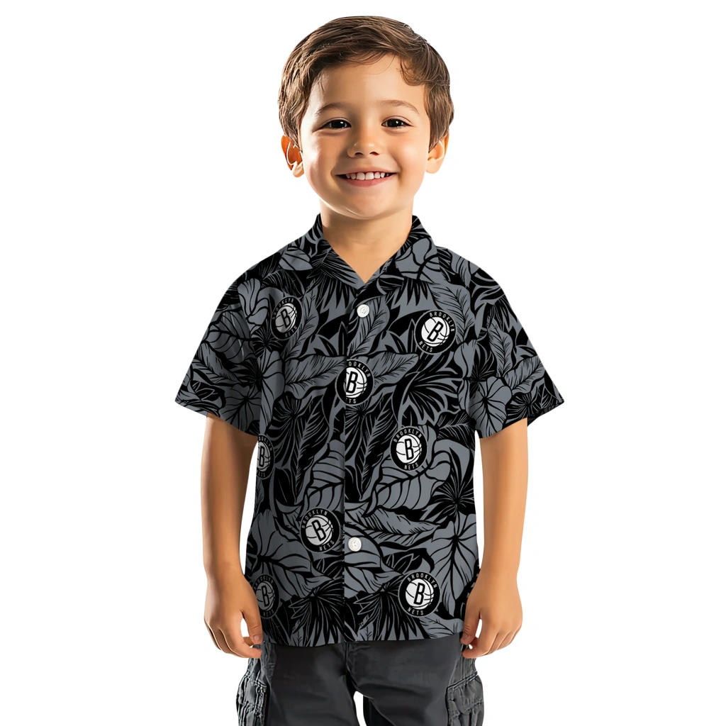 Brooklyn Nets Hawaiian Shirt - Monstera Layer brooklyn nets monstera layer black hawaiian shirts top rated