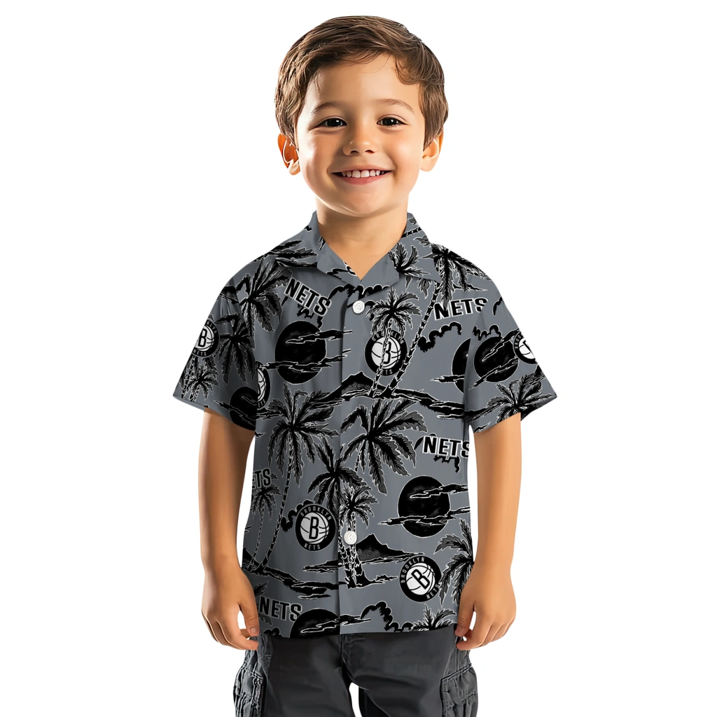 Brooklyn Nets Hawaiian Shirt - Palm Sunset brooklyn nets palm sunset hawaiian shirts top rated