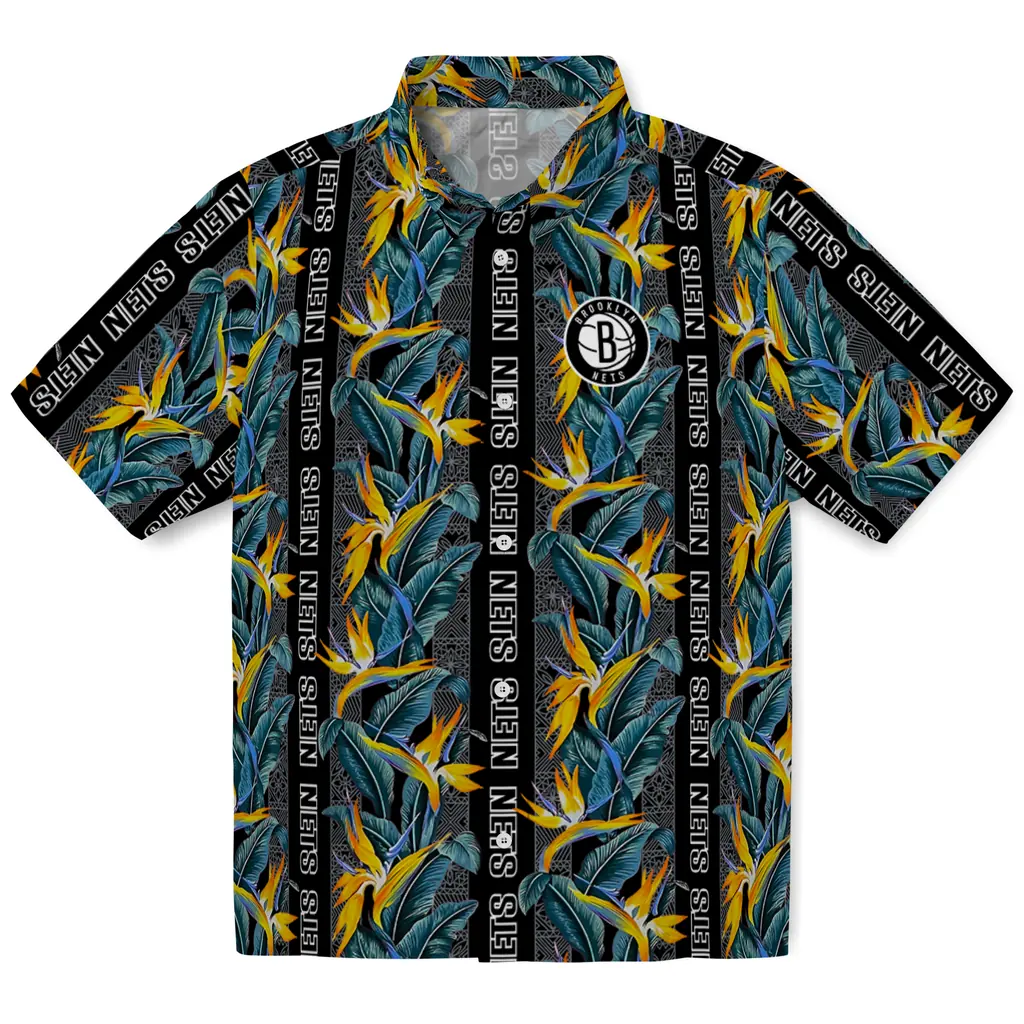 Brooklyn Nets Hawaiian Shirt - Paradise Vines brooklyn nets paradise vines black hawaiian shirts best selling