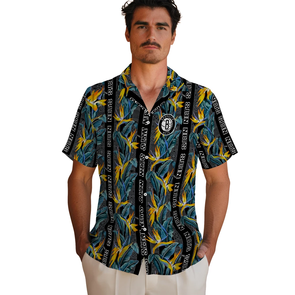 Brooklyn Nets Hawaiian Shirt - Paradise Vines brooklyn nets paradise vines black hawaiian shirts fashion forward