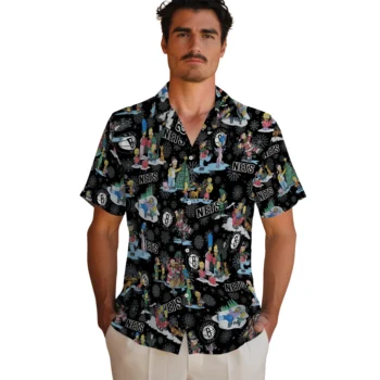 brooklyn nets simpsons christmas black hawaiian shirts fashion forward