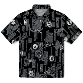 brooklyn nets turtle lines black hawaiian shirts best selling