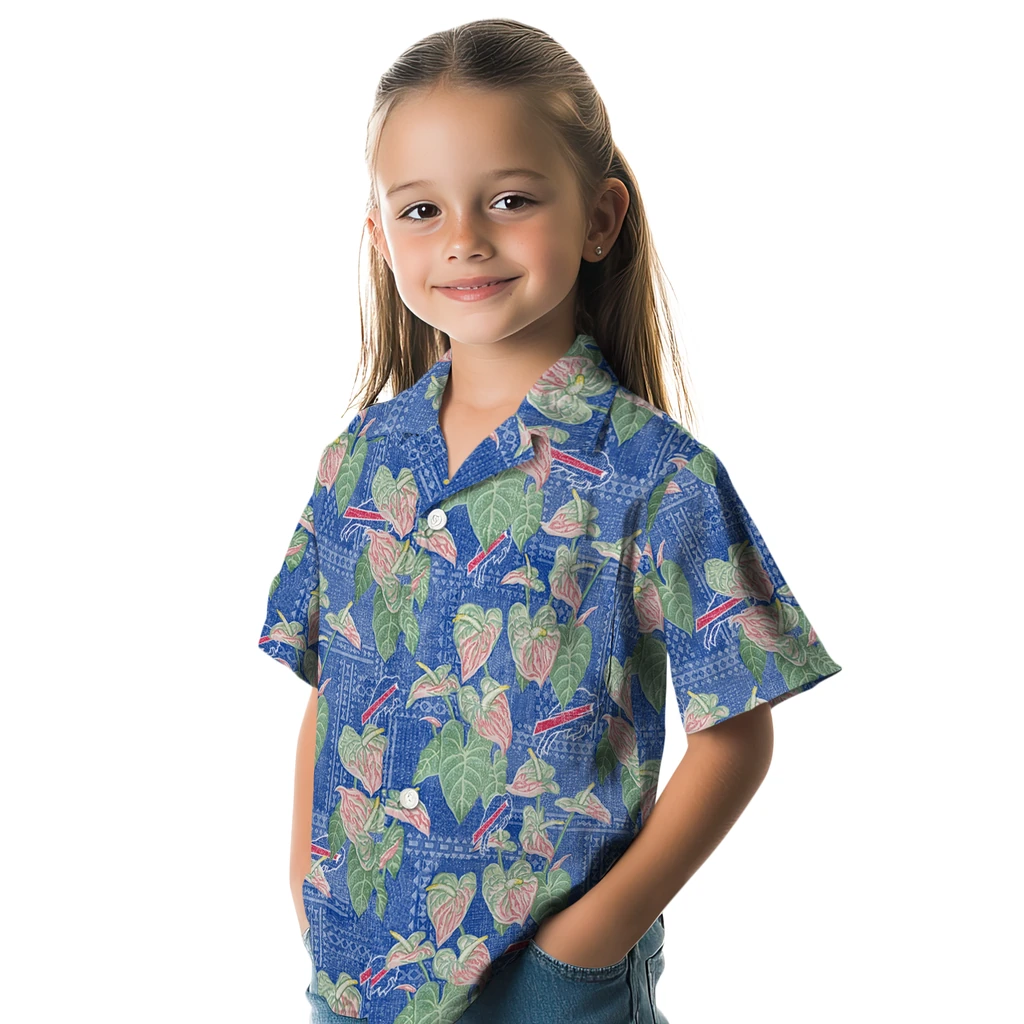 Buffalo Bills Hawaiian Shirt - Anthurium Overlay buffalo bills anthurium overlay blue hawaiian shirts premium grade