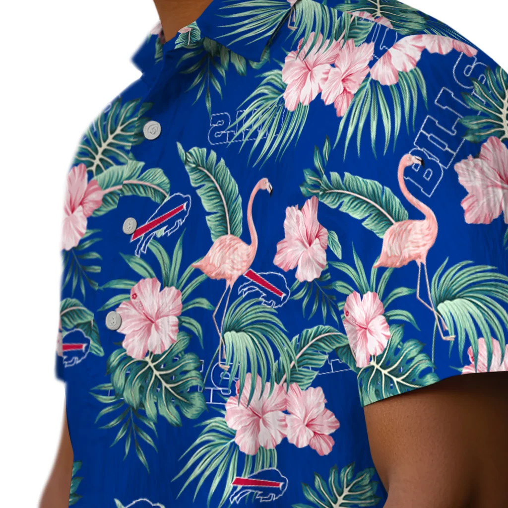 Buffalo Bills Hawaiian Shirt - Flamingo and Hibiscus buffalo bills flamingo palms blue hawaiian shirts trendy