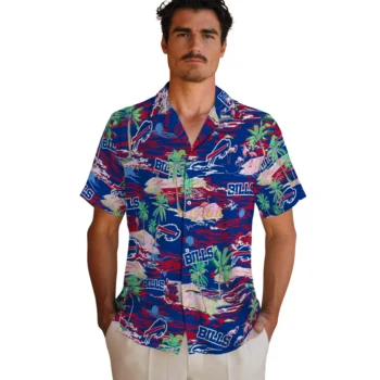 buffalo bills flamingo retreat blue hawaiian shirts fashion forward