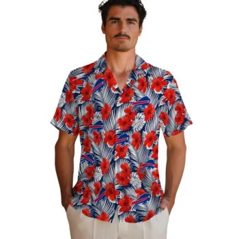 buffalo bills hibiscus fiesta red royal blue hawaiian shirts fashion forward