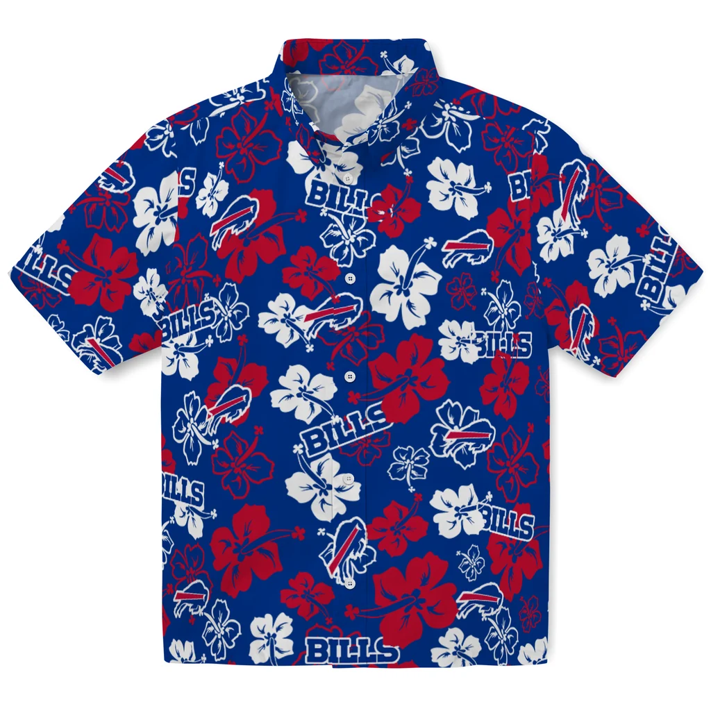 Buffalo Bills Hawaiian Shirt - Hibiscus Flower Design buffalo bills hibiscus bloom blue hawaiian shirts best selling