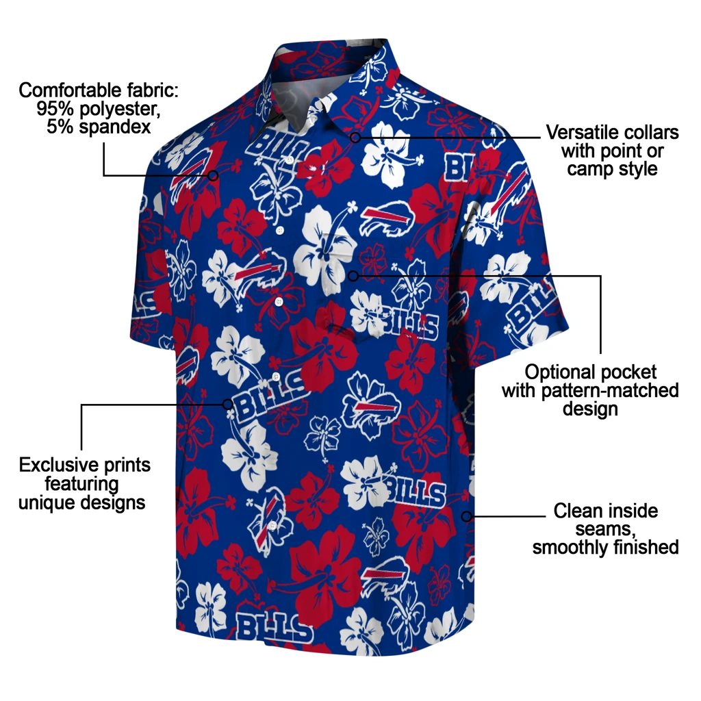Buffalo Bills Hawaiian Shirt - Hibiscus Flower Design buffalo bills hibiscus bloom blue hawaiian shirts new arrival