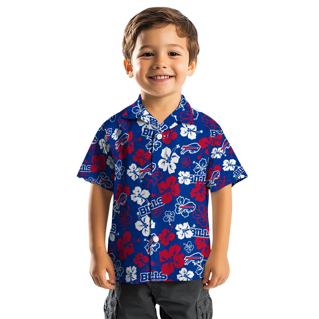 Buffalo Bills Hawaiian Shirt - Hibiscus Flower Design buffalo bills hibiscus bloom blue hawaiian shirts top rated