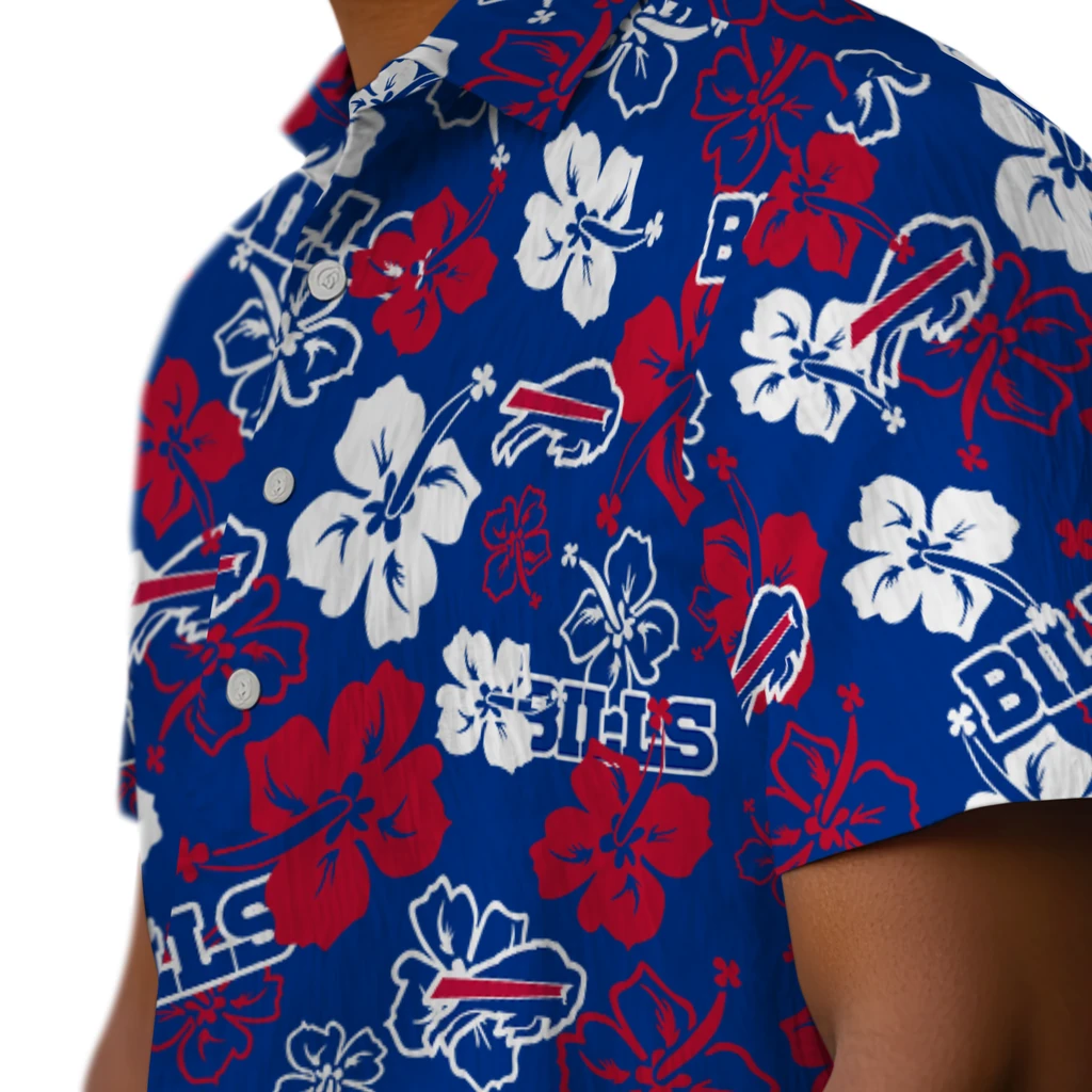Buffalo Bills Hawaiian Shirt - Hibiscus Flower Design buffalo bills hibiscus bloom blue hawaiian shirts trendy