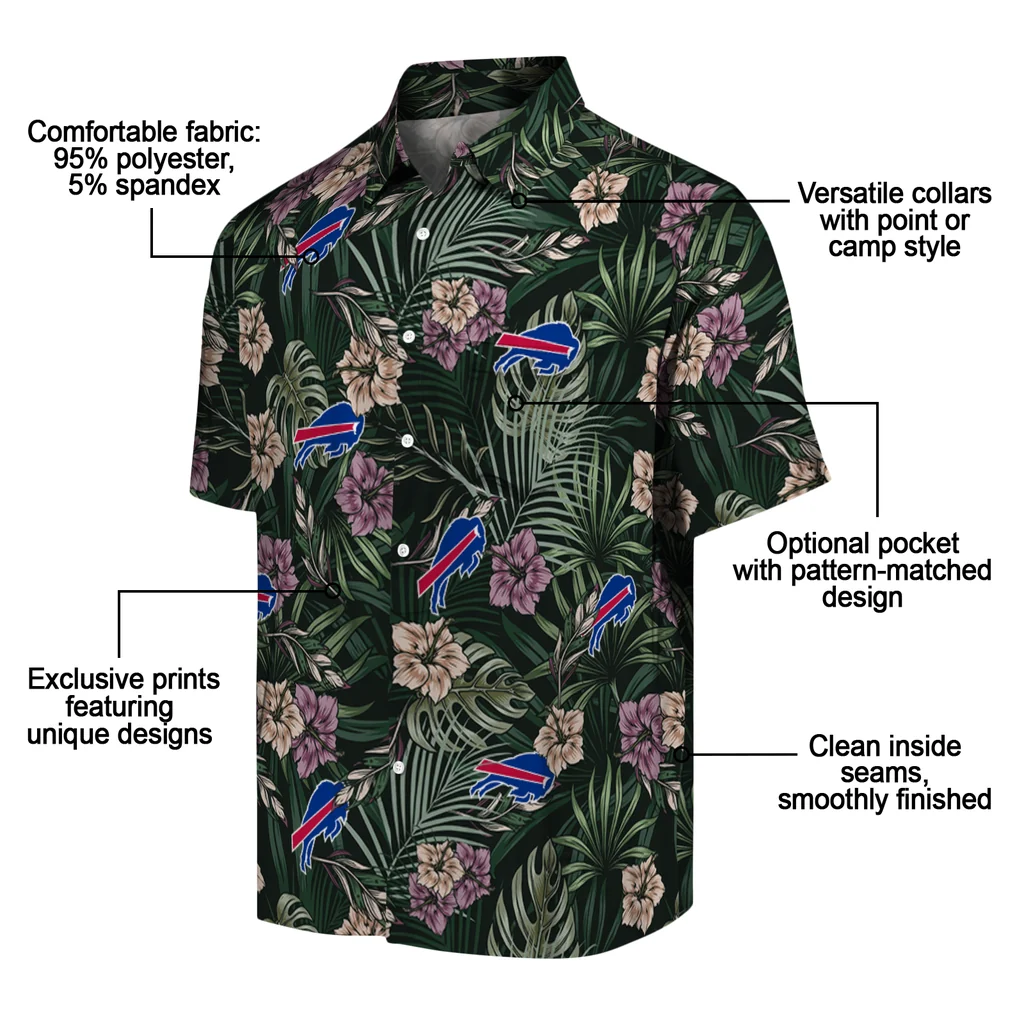 Buffalo Bills Hawaiian Shirt - Hibiscus Leaves Pattern buffalo bills hibiscus leaves pattern green hawaiian shirts new arrival