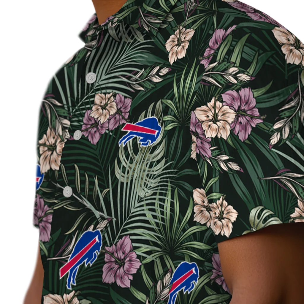 Buffalo Bills Hawaiian Shirt - Hibiscus Leaves Pattern buffalo bills hibiscus leaves pattern green hawaiian shirts trendy