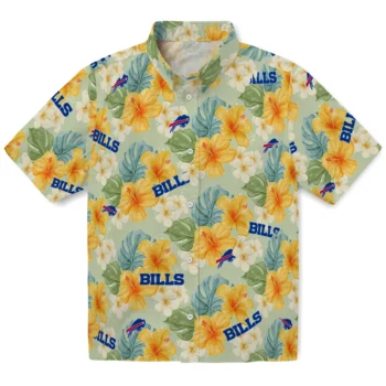 buffalo bills hibiscus mood pale lime yellow hawaiian shirts best selling