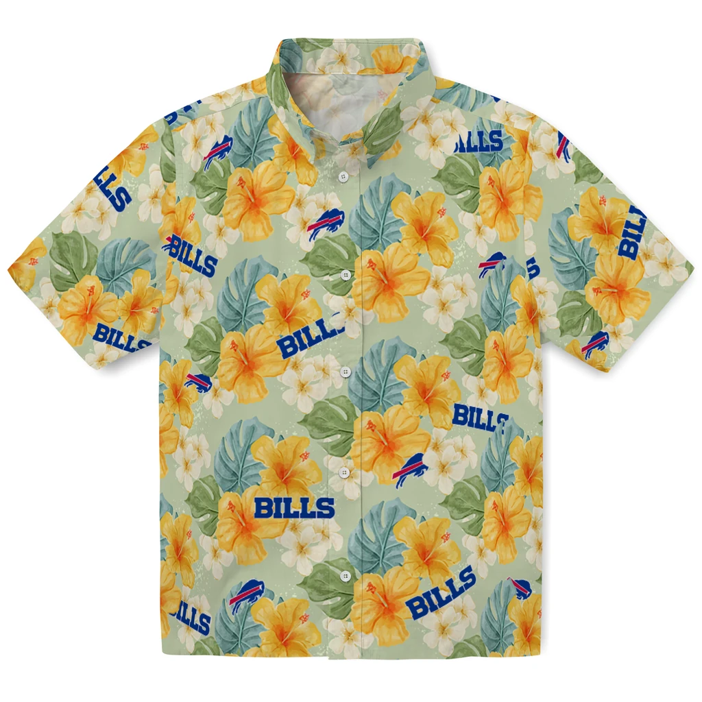 Buffalo Bills Hawaiian Shirt - Hibiscus Mood buffalo bills hibiscus mood pale lime yellow hawaiian shirts best selling