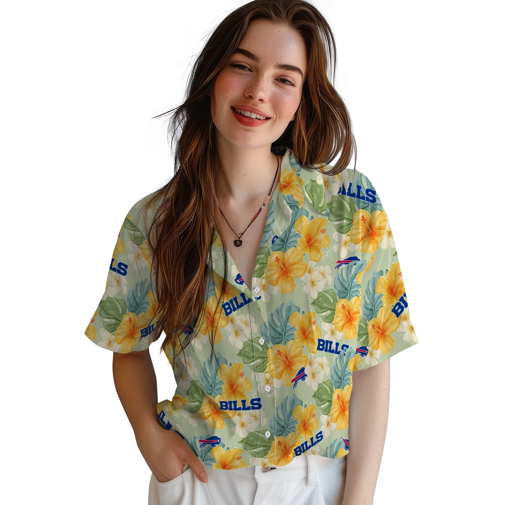 Buffalo Bills Hawaiian Shirt - Hibiscus Mood buffalo bills hibiscus mood pale lime yellow hawaiian shirts latest model