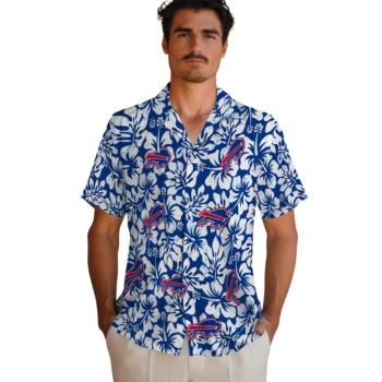 buffalo bills hibiscus motif blue white hawaiian shirts fashion forward