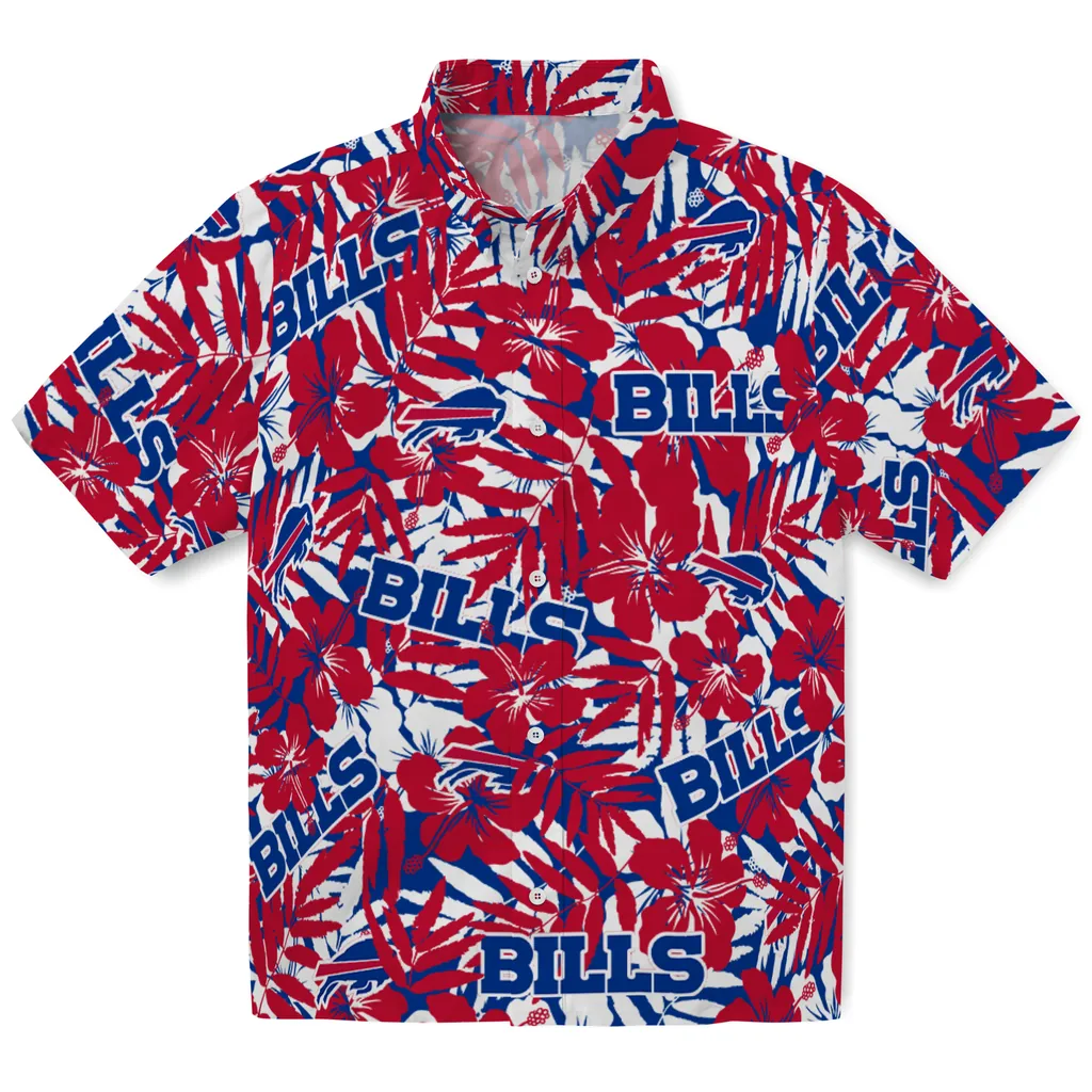 Buffalo Bills Hawaiian Shirt - Hibiscus Overlay buffalo bills hibiscus overlay hawaiian shirts best selling