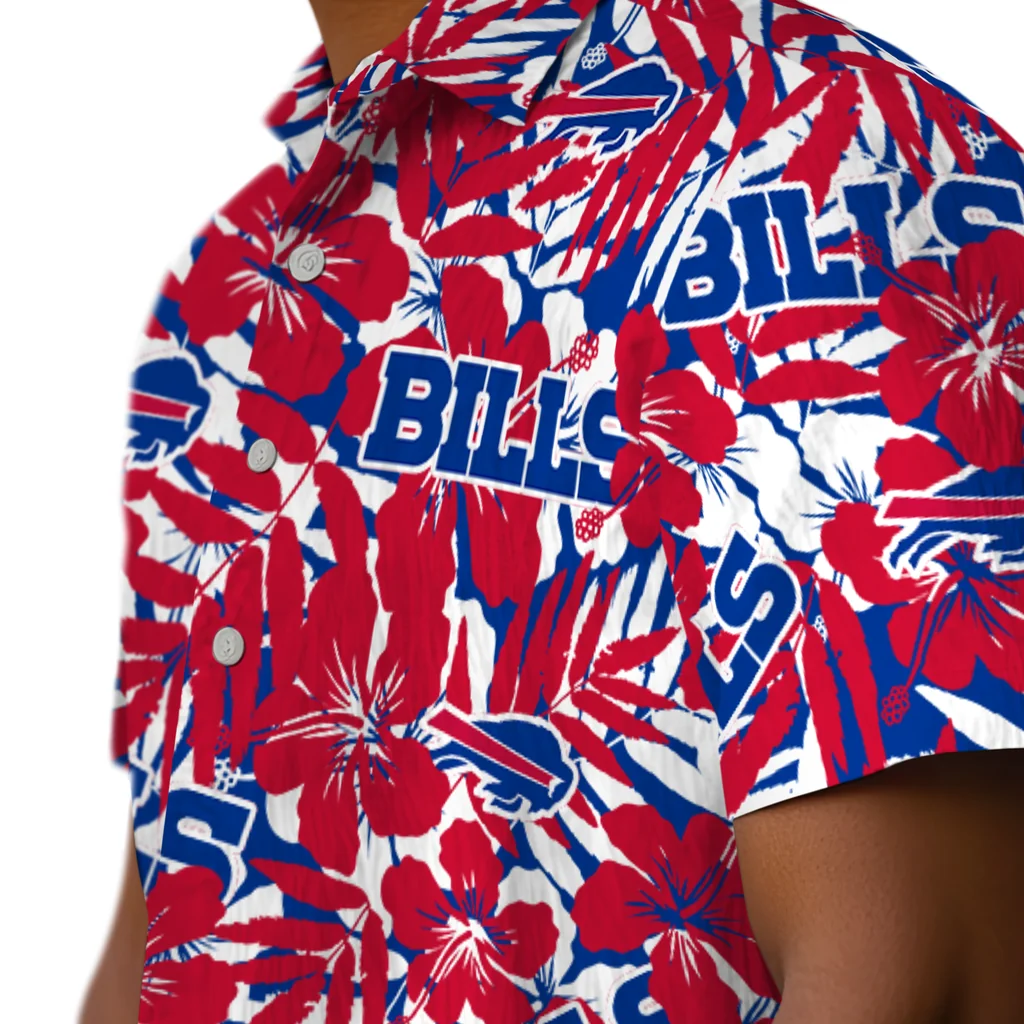 Buffalo Bills Hawaiian Shirt - Hibiscus Overlay buffalo bills hibiscus overlay hawaiian shirts trendy