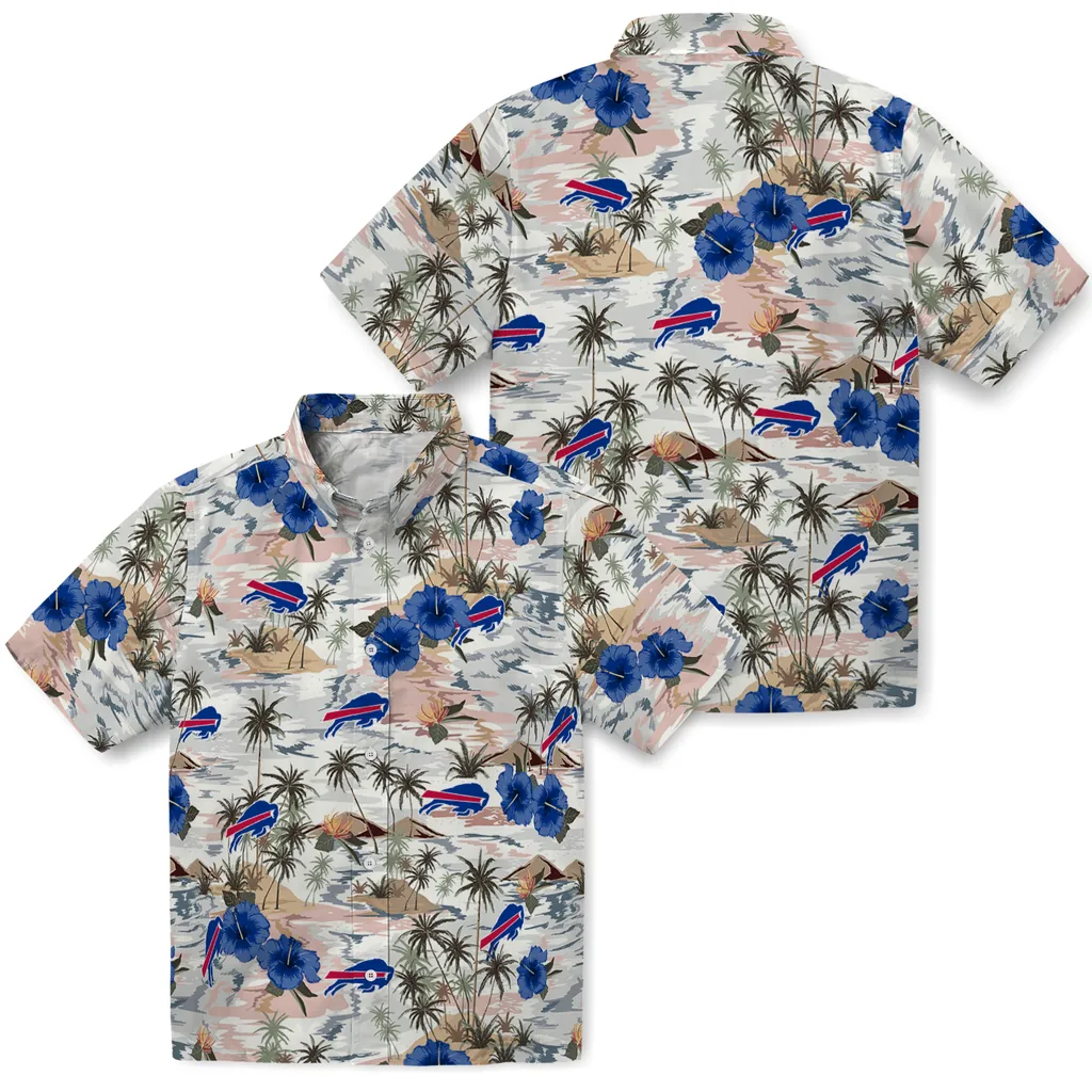 Buffalo Bills Hawaiian Shirt - Hibiscus Seaside buffalo bills hibiscus seaside white hawaiian shirts high quality