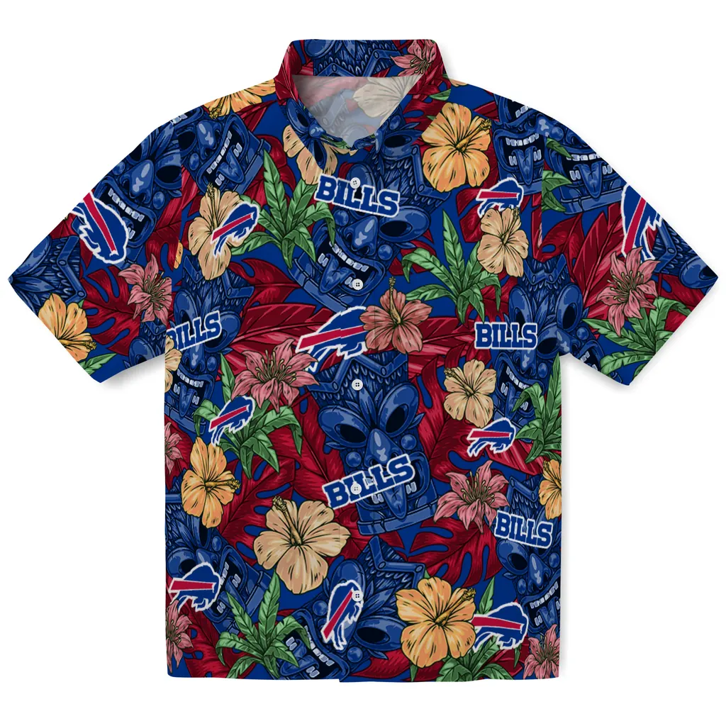 Buffalo Bills Hawaiian Shirt - Hibiscus Tiki Jungle buffalo bills tiki jungle blue hawaiian shirts best selling