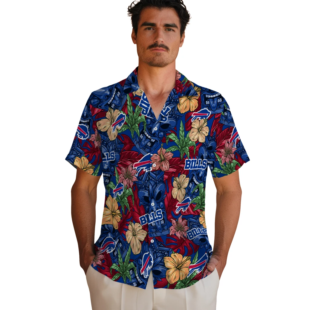 Buffalo Bills Hawaiian Shirt - Hibiscus Tiki Jungle buffalo bills tiki jungle blue hawaiian shirts fashion forward