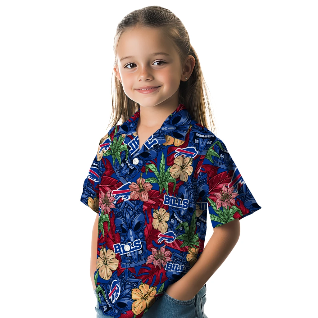 Buffalo Bills Hawaiian Shirt - Hibiscus Tiki Jungle buffalo bills tiki jungle blue hawaiian shirts premium grade