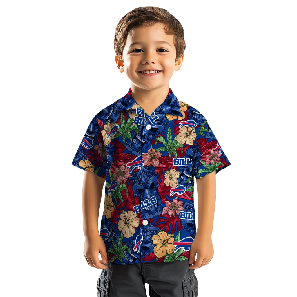 Buffalo Bills Hawaiian Shirt - Hibiscus Tiki Jungle buffalo bills tiki jungle blue hawaiian shirts top rated