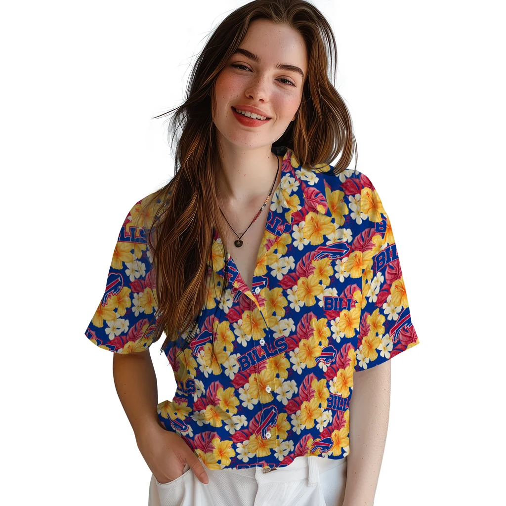 Buffalo Bills Hawaiian Shirt - Hibiscus Tropics buffalo bills hibiscus tropics blue yellow hawaiian shirts latest model