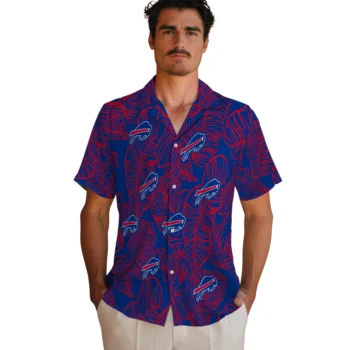 buffalo bills leaf outline blue hawaiian shirts fashion forward