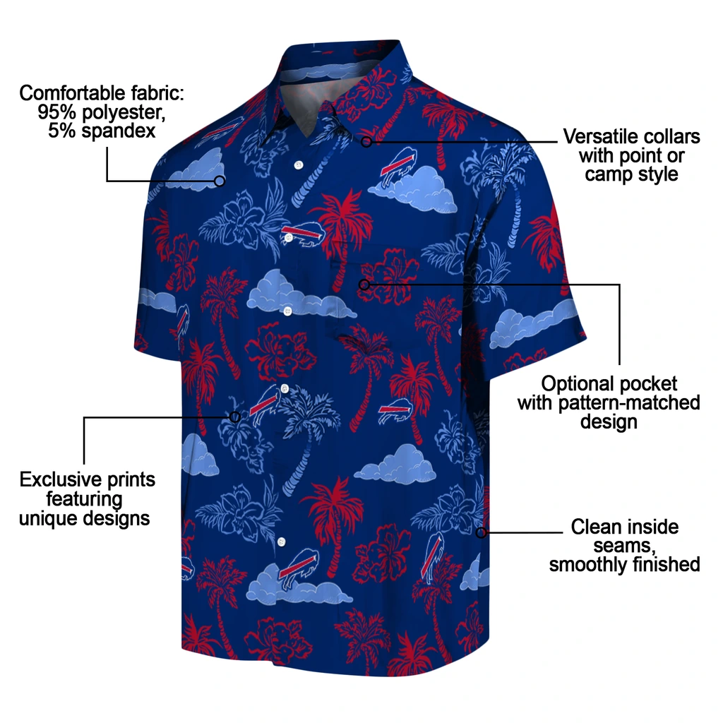 Buffalo Bills Hawaiian Shirt - Palm And Clouds buffalo bills palm and clouds blue hawaiian shirts new arrival