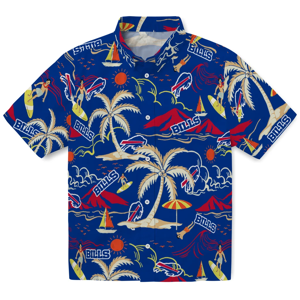 Buffalo Bills Hawaiian Shirt - Palm Tree Island buffalo bills palm tree island blue hawaiian shirts best selling