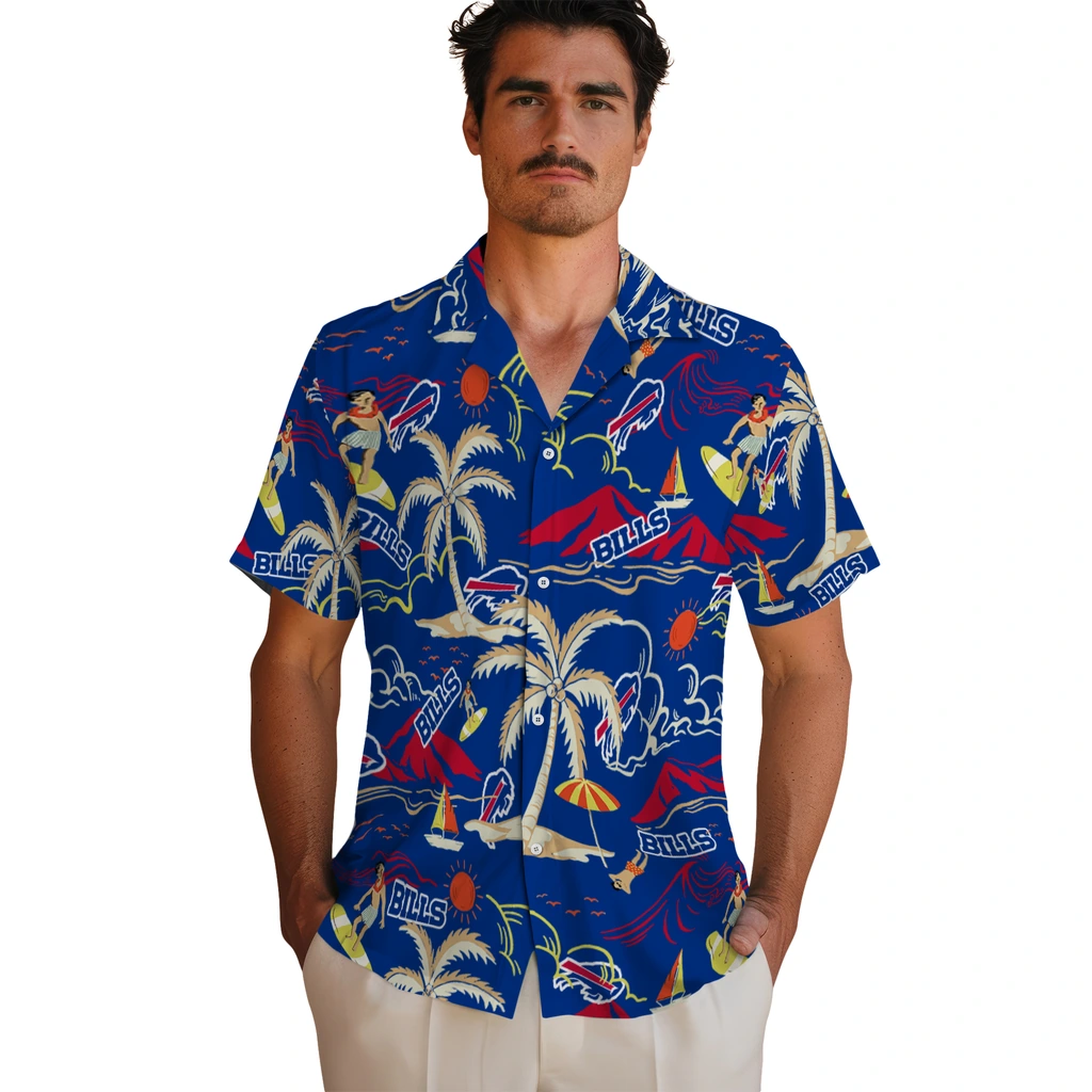 Buffalo Bills Hawaiian Shirt - Palm Tree Island buffalo bills palm tree island blue hawaiian shirts fashion forward
