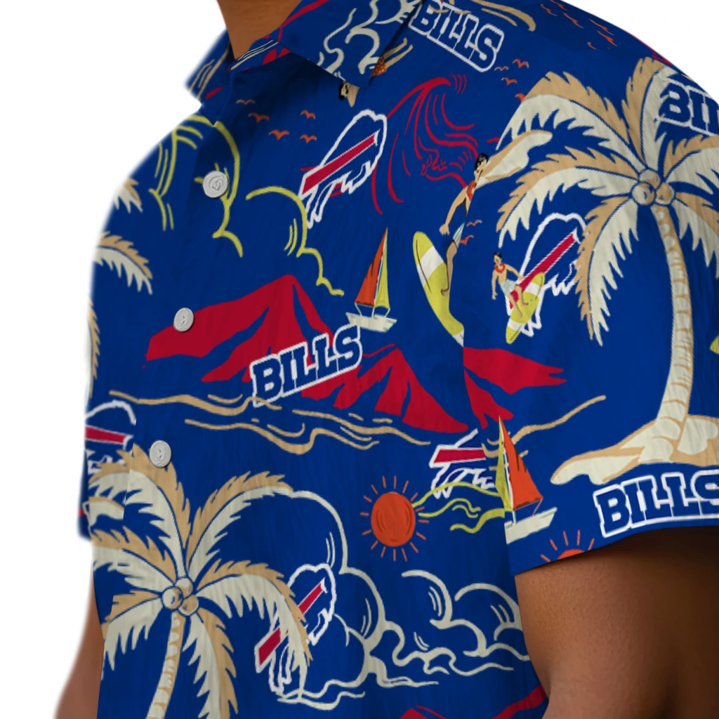 Buffalo Bills Hawaiian Shirt - Palm Tree Island buffalo bills palm tree island blue hawaiian shirts trendy