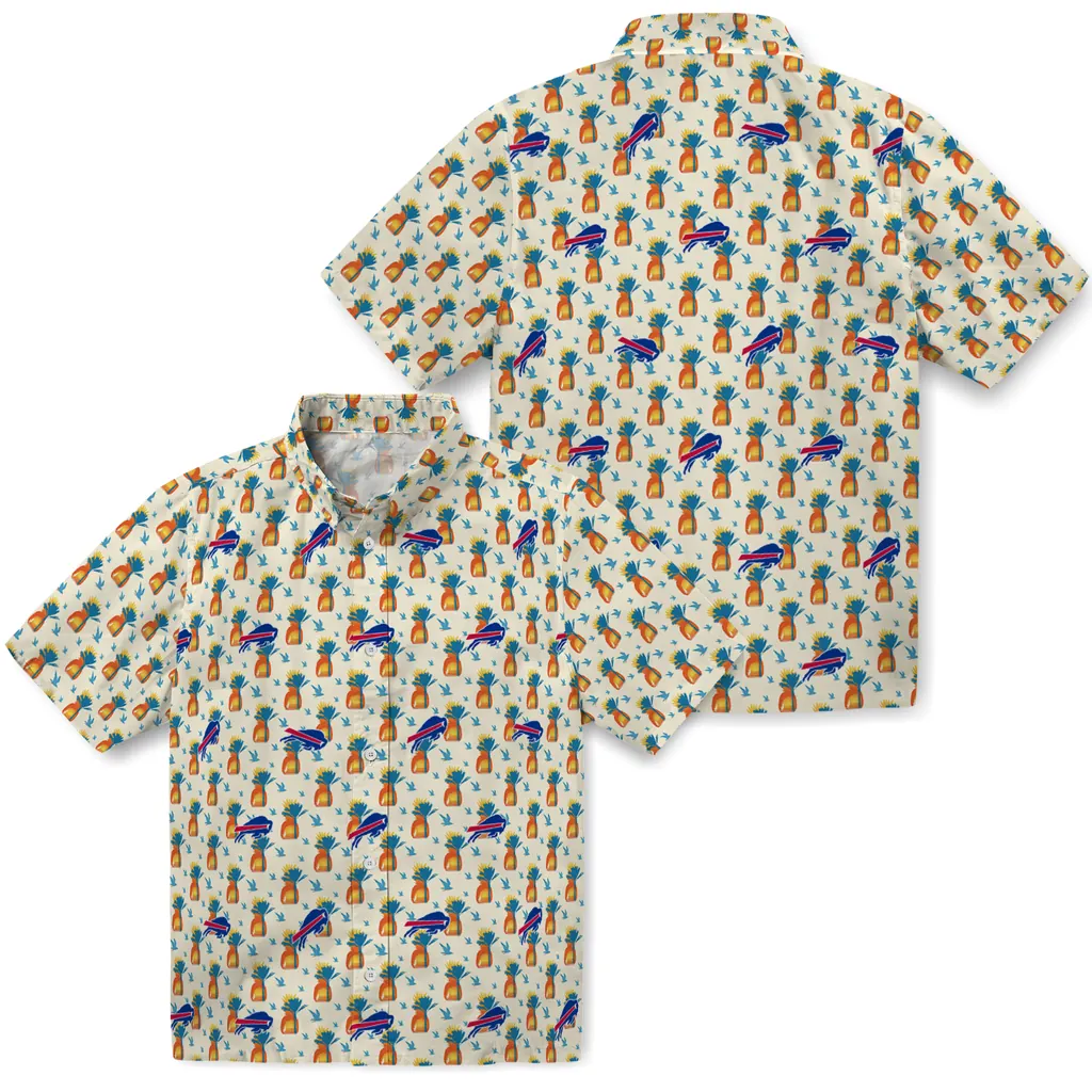 Buffalo Bills Hawaiian Shirt - Pineapple Delight buffalo bills pineapple delight beige hawaiian shirts high quality