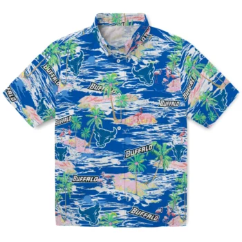 buffalo bulls flamingo retreat royal blue hawaiian shirts best selling
