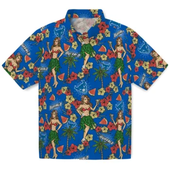 buffalo bulls hawaiian girls design royal blue hawaiian shirts best selling