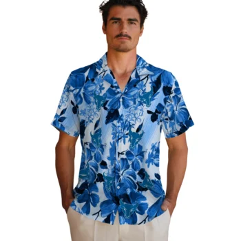 buffalo bulls hibiscus arrangement royal blue hawaiian shirts fashion forward