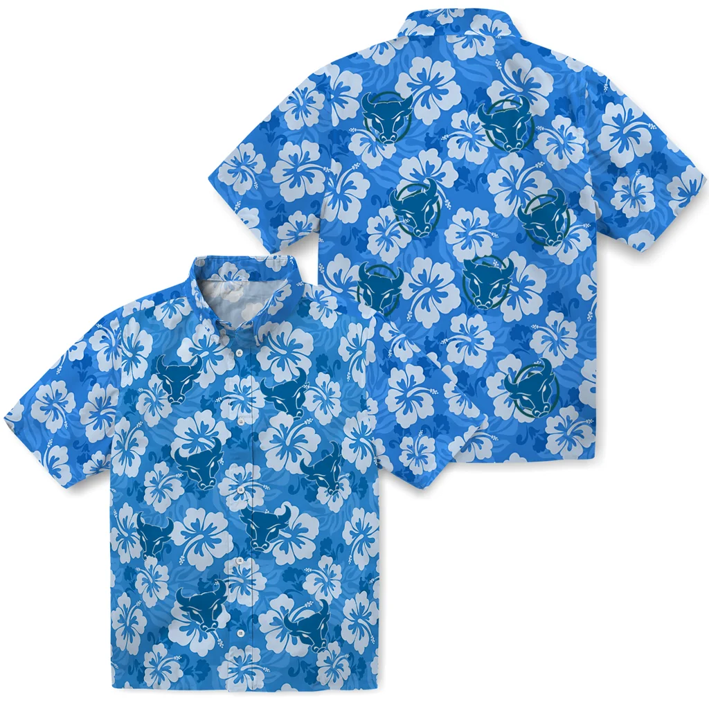 Buffalo Bulls Hawaiian Shirt - Hibiscus Cluster buffalo bulls hibiscus cluster royal blue hawaiian shirts high quality
