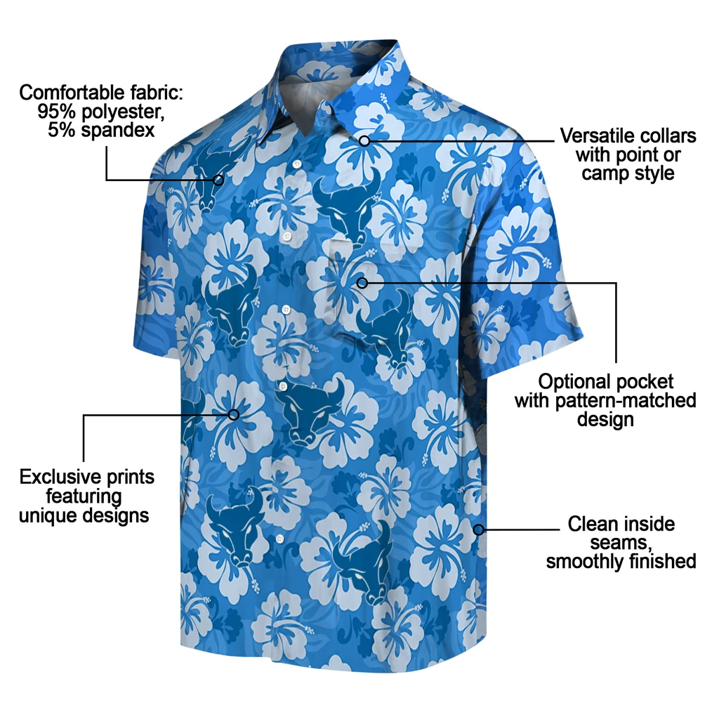 Buffalo Bulls Hawaiian Shirt - Hibiscus Cluster buffalo bulls hibiscus cluster royal blue hawaiian shirts new arrival