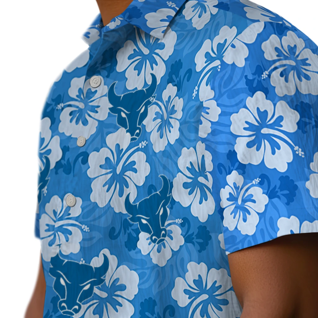 Buffalo Bulls Hawaiian Shirt - Hibiscus Cluster buffalo bulls hibiscus cluster royal blue hawaiian shirts trendy