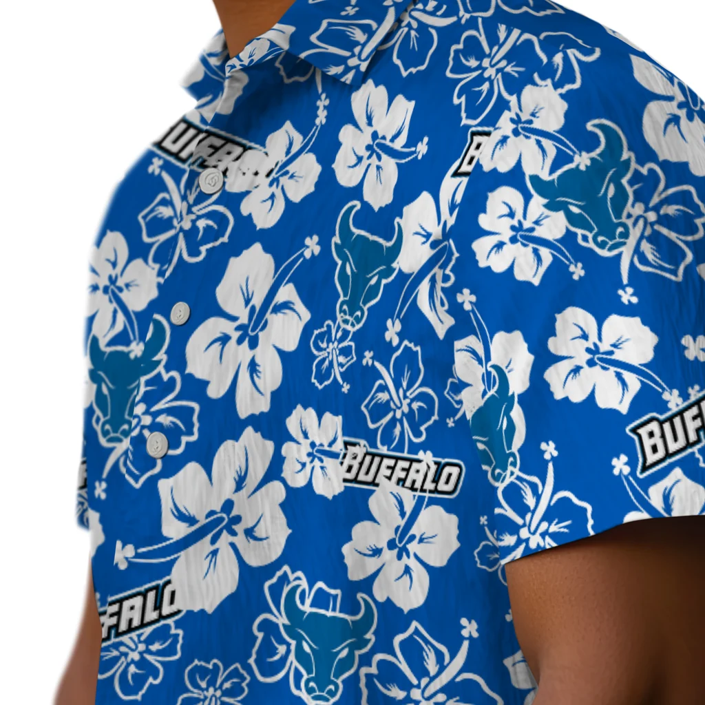 Buffalo Bulls Hawaiian Shirt - Hibiscus Flower Design buffalo bulls hibiscus bloom royal blue hawaiian shirts trendy