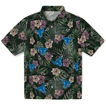 buffalo bulls hibiscus leaves pattern green hawaiian shirts best selling