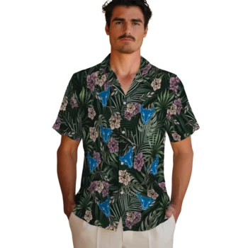 buffalo bulls hibiscus leaves pattern green hawaiian shirts fashion forward
